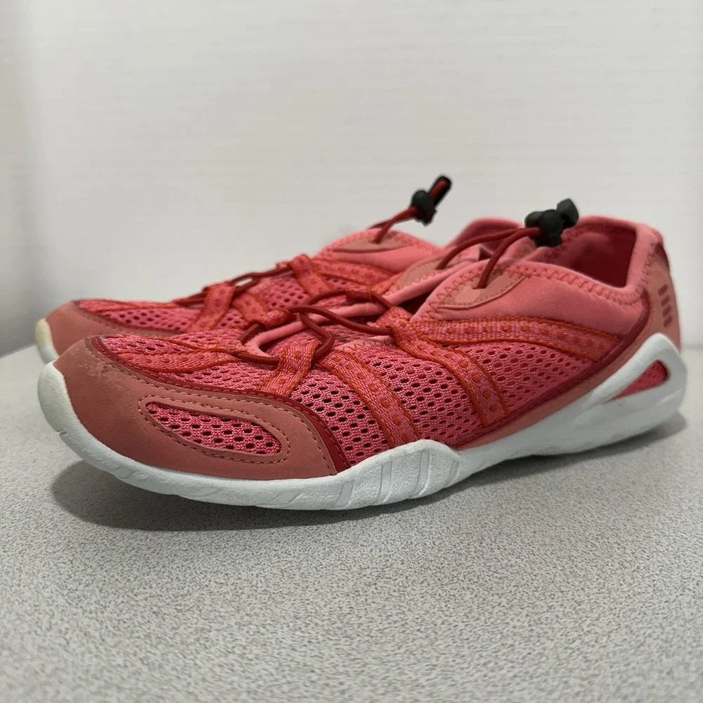 LANDS END Womens 7B Water Sport Mesh Slip-on Sneakers Pink Bungee‎ Drawstring